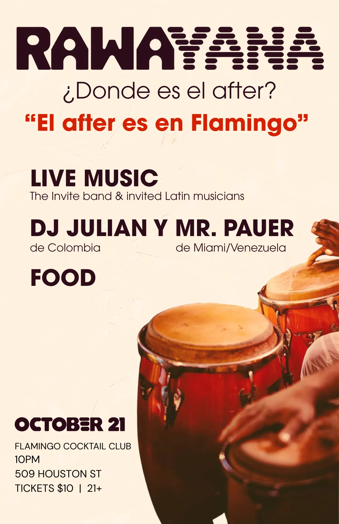 El after es en Flamingo: Rawayana afterparty