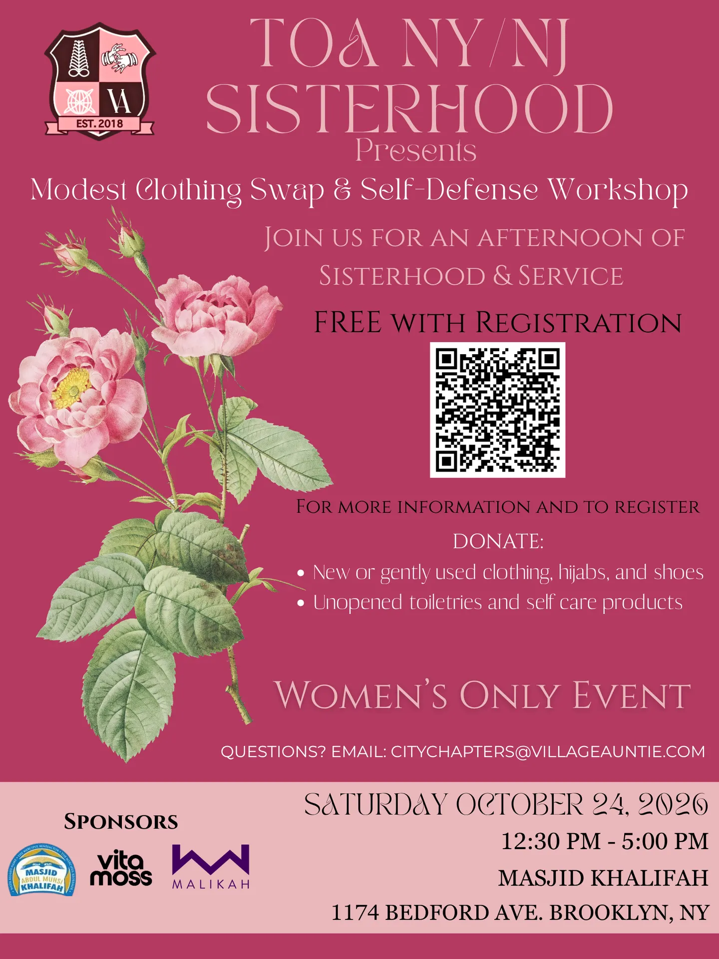 TOA NY/ NJ Sisterhood Presents.... A Modest Clothing Swap & Self-Defense Workshop