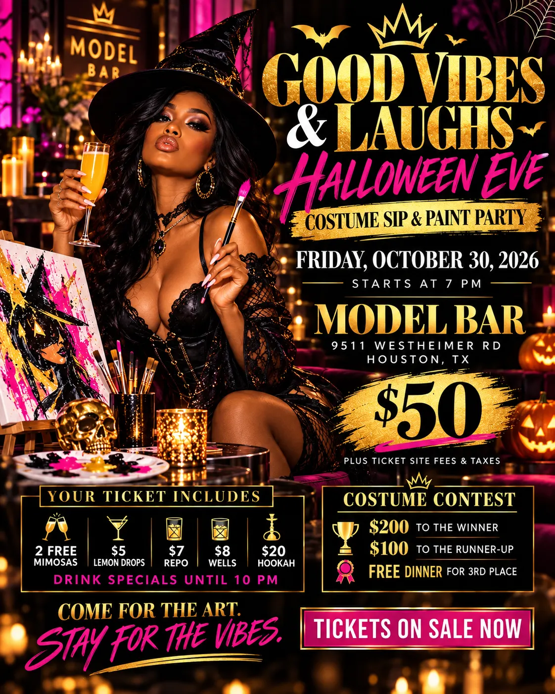 Good Vibes & Laughs: Halloween 🎃 Eve Costume Sip & Paint Party🎉