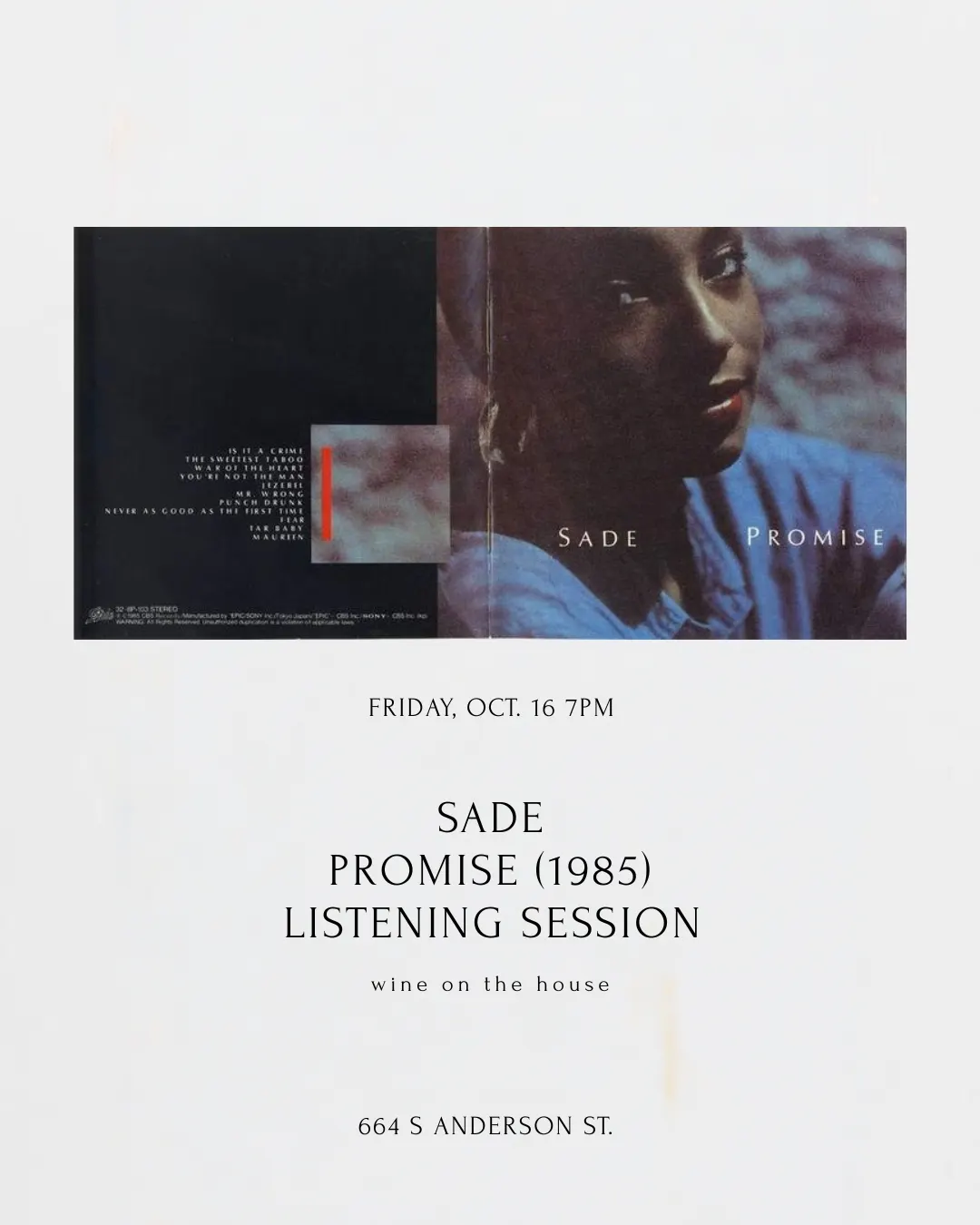 Listening Session 2: Promise(1985) SADE