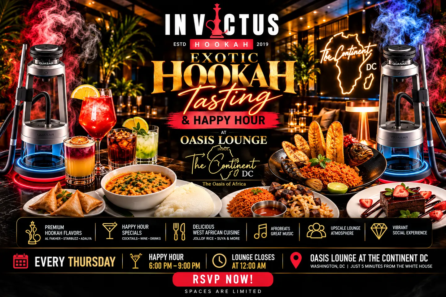 Invictus Hookah's Tasting with Happy Hour + Drinks At The Continent DC