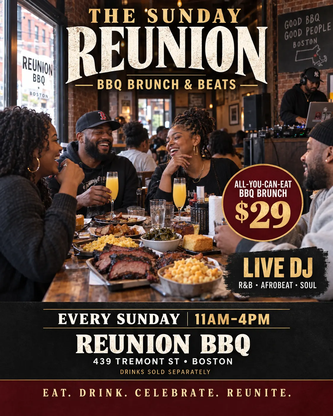 The Sunday Reunion: All-You-Can-Eat BBQ Brunch & Live DJ