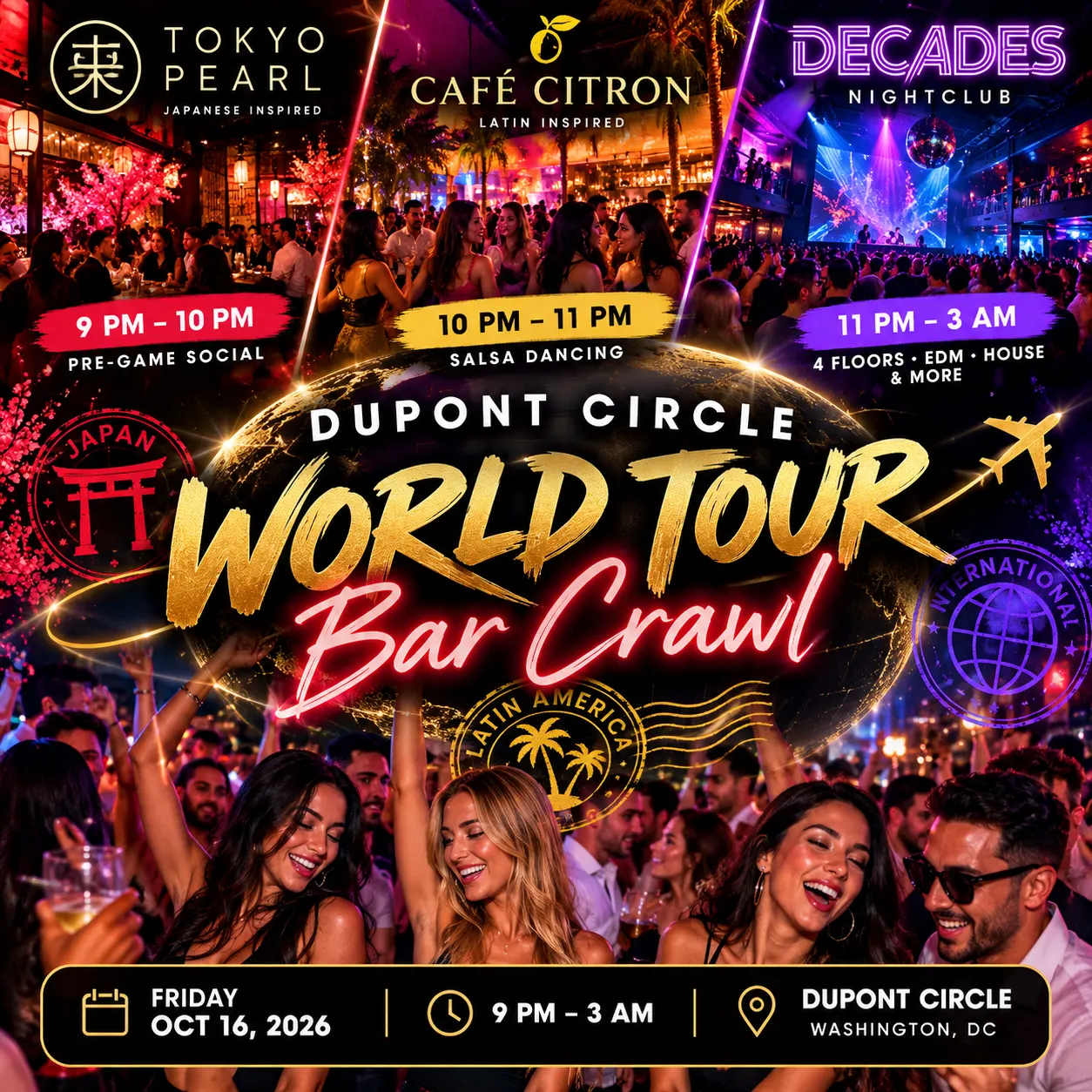 ๐ Dupont Circle World Tour Singles Bar Crawl ๐ธ๐