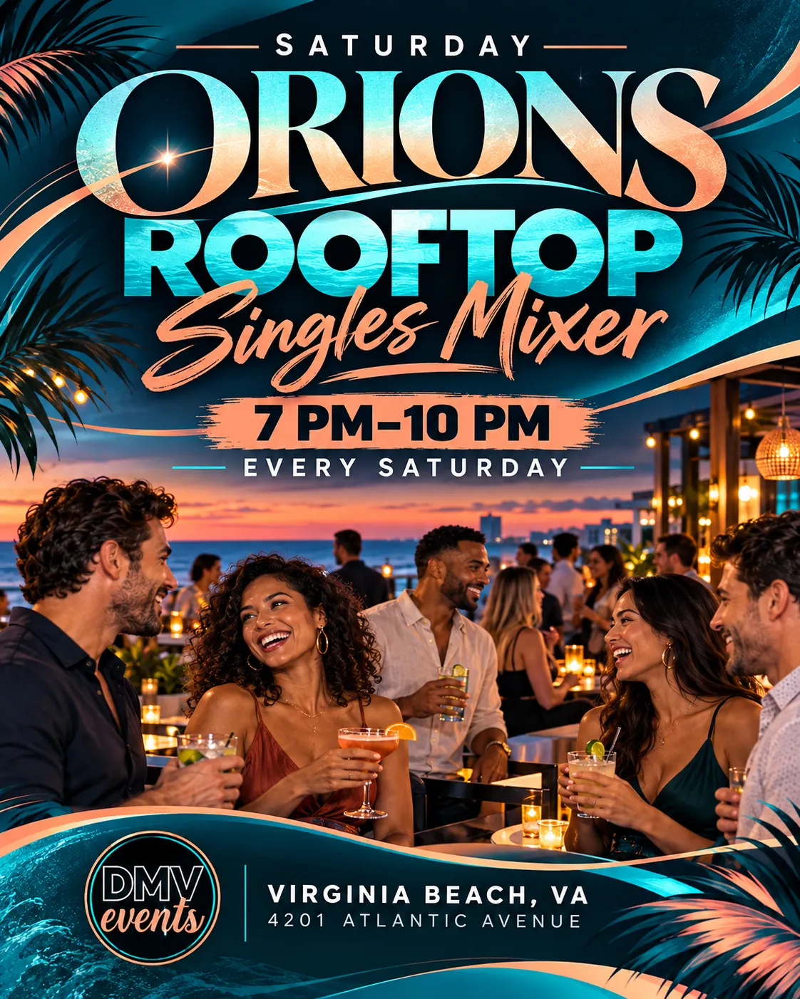 Saturday Orions Rooftop Singles Mixer: Virginia Beach
