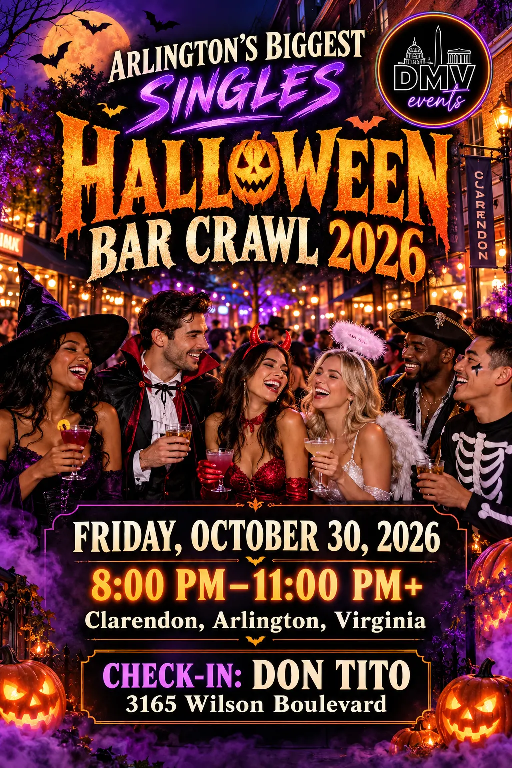 🎃 ARLINGTON’S BIGGEST SINGLES HALLOWEEN BAR CRAWL 2026 👻