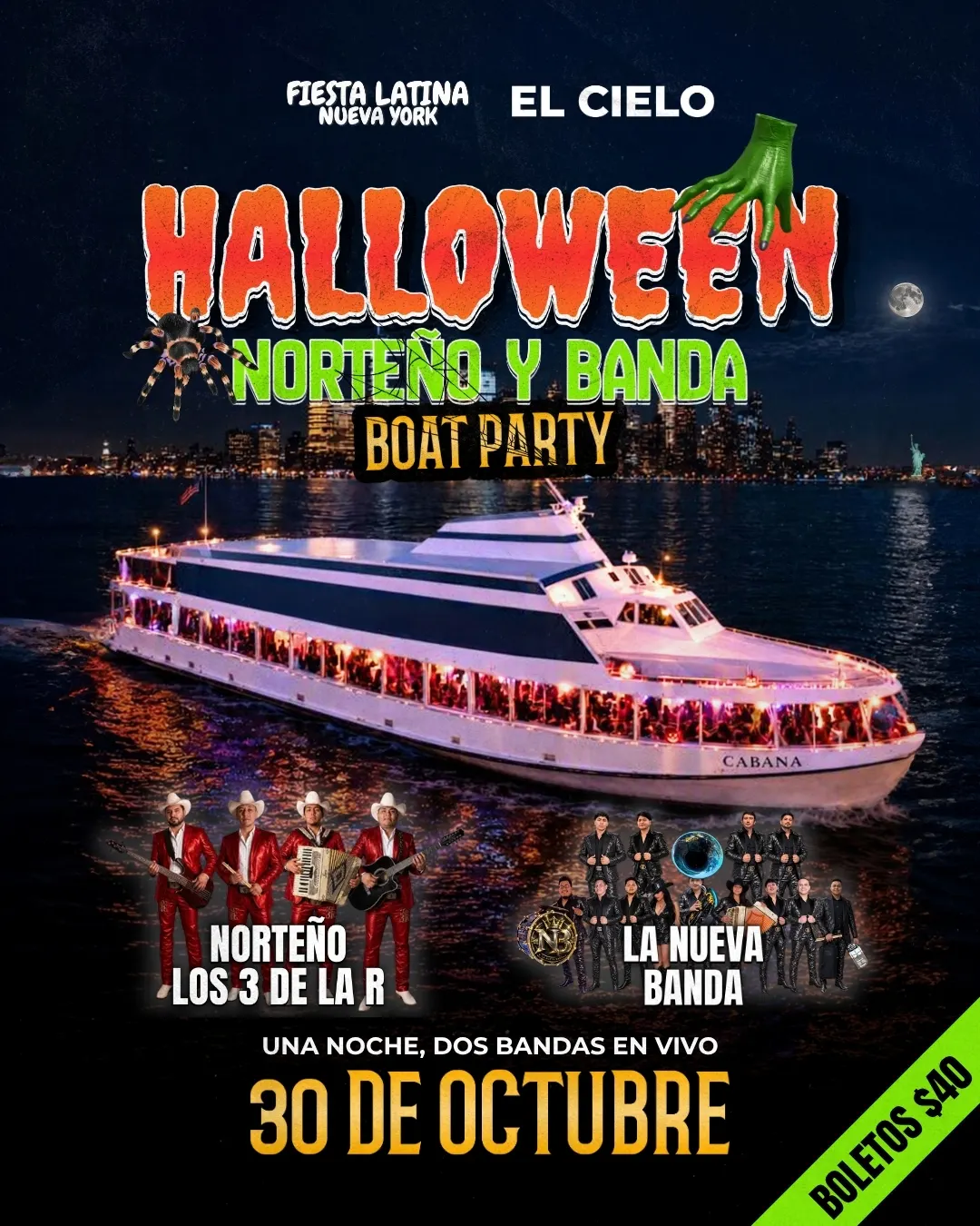 FRI, 10/30: HALLOWEEN NORTEÑO Y BANDA YACHT PARTY IN NYC