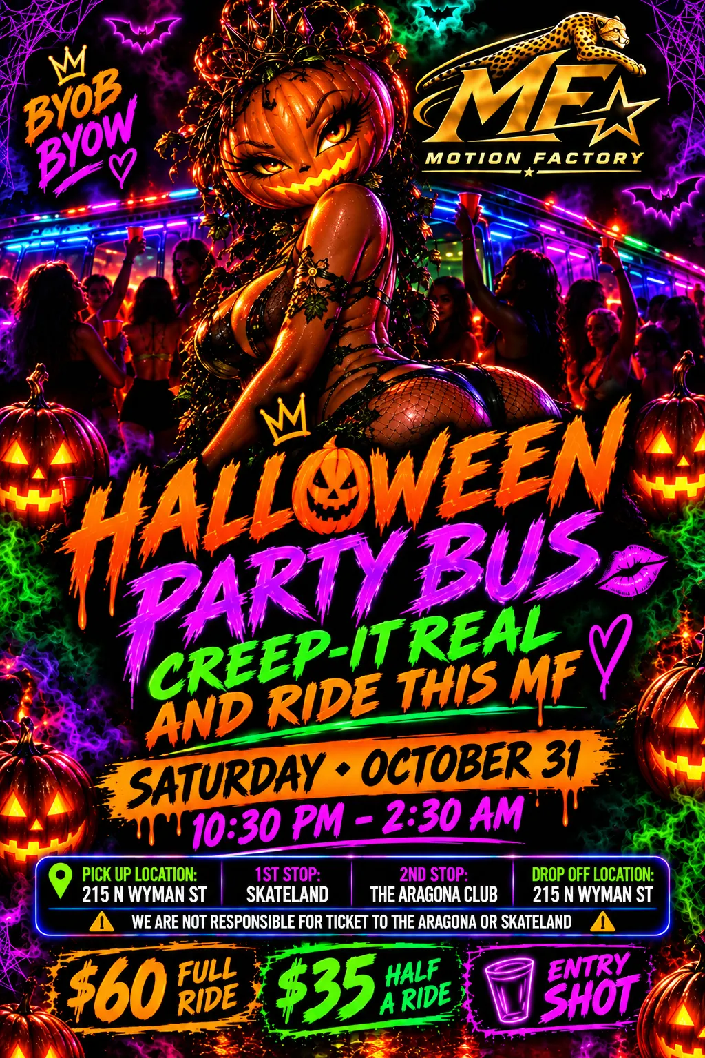 CREEP IT REAL AND RIDE THIS MF: Halloween Party Bus