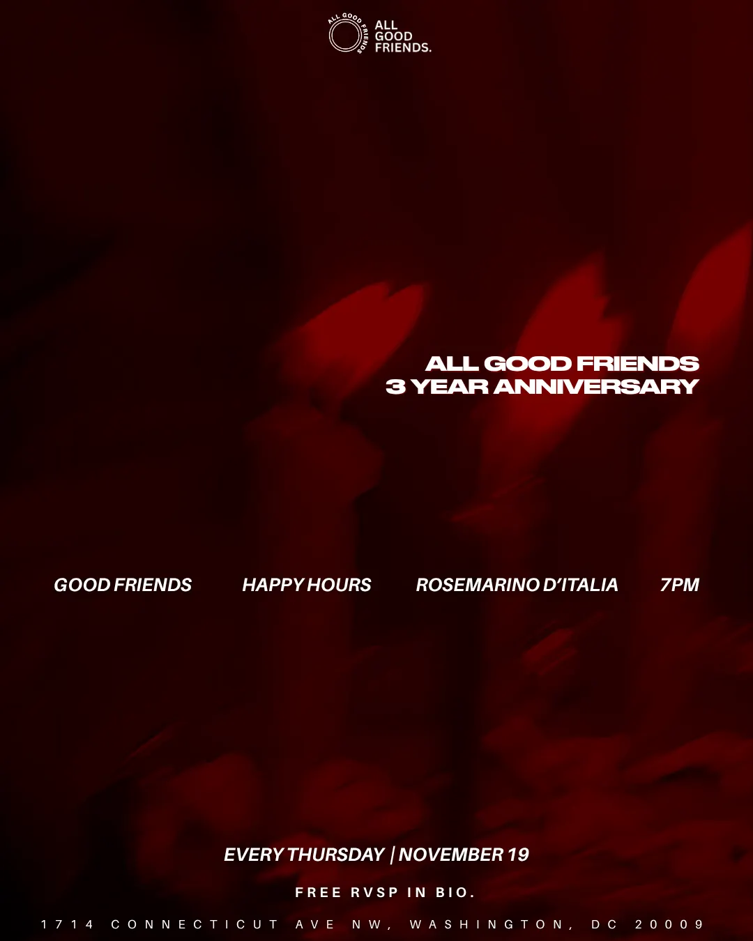 GOOD FRIENDS HAPPY HOURS @ROSEMARINO (AGF ANNIVERSARY EDITION)