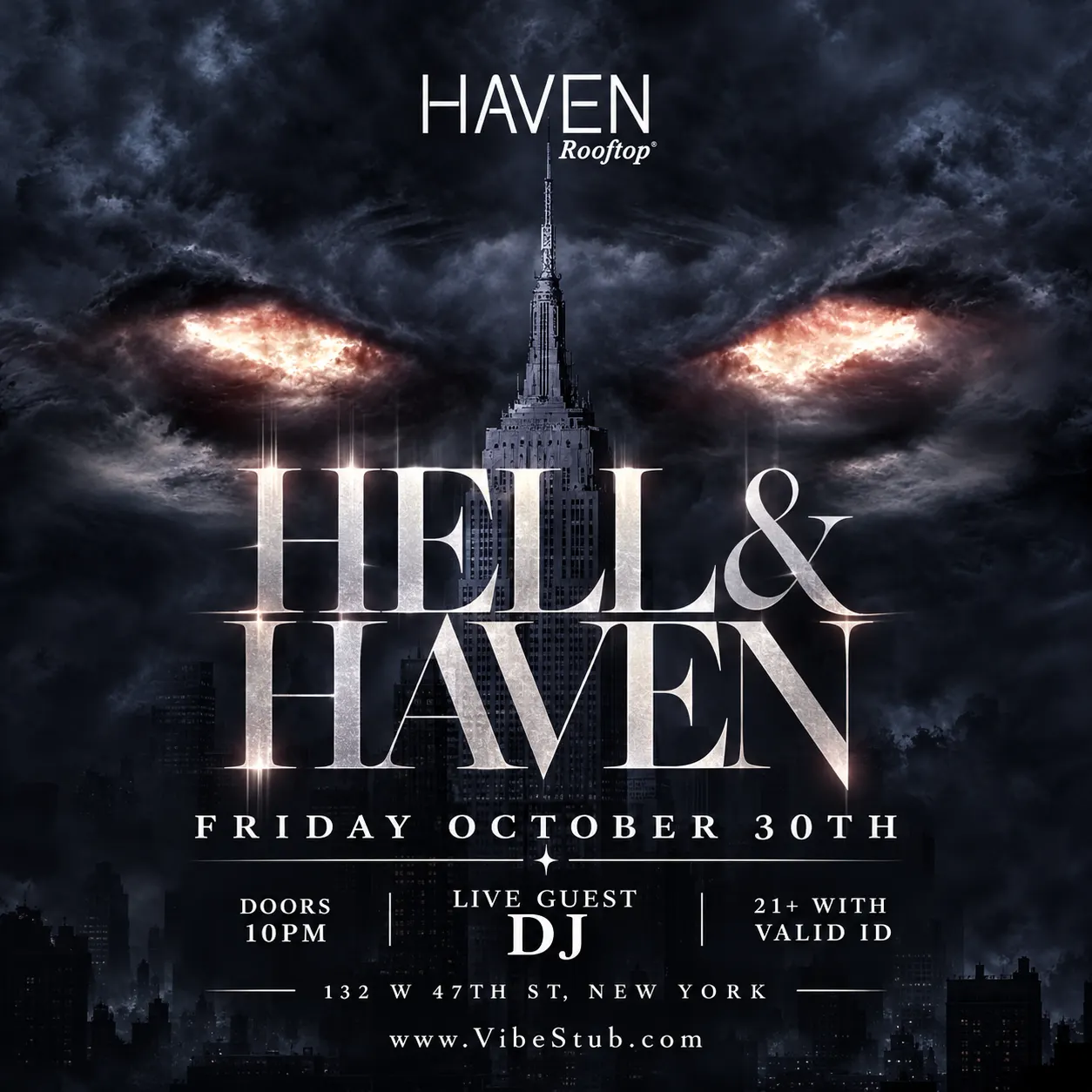Hell & Haven Annual Halloween Party @ Haven Rooftop NYC - Friday 10/30