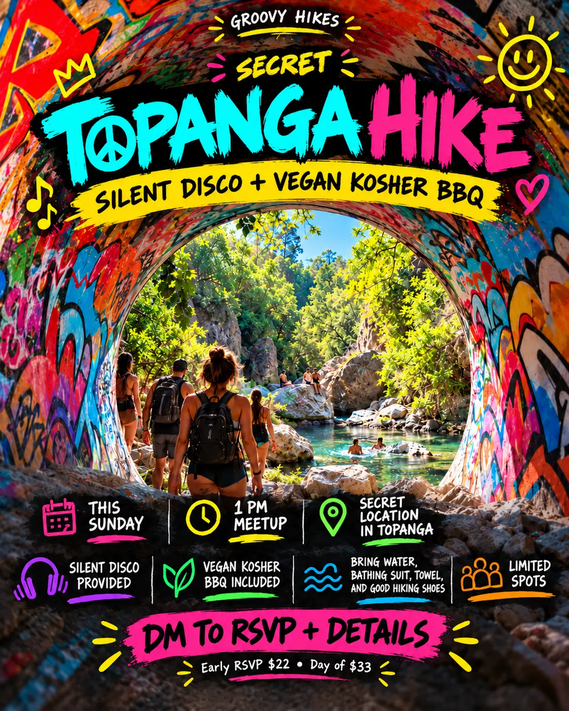 🌈 Secret Topanga Hike | Silent Disco + Kosher BBQ