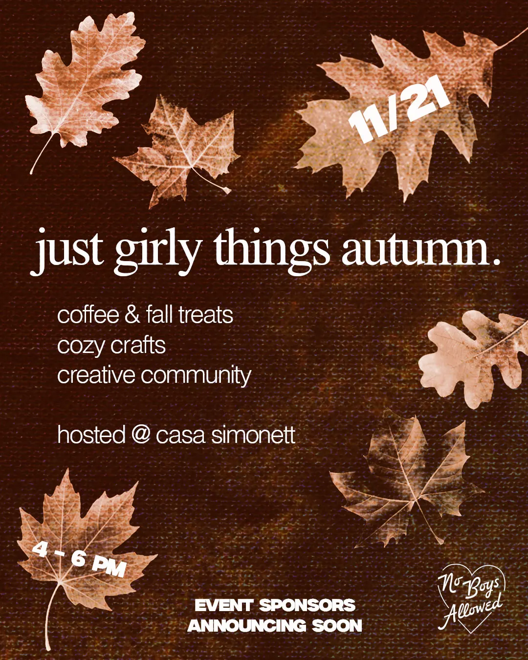 'just girly things autumn' - a fall-themed social event by No Boys Allowed