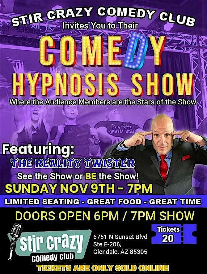 Comedy Hypnosis Show with Johnathan Smith aka The Reality Twister