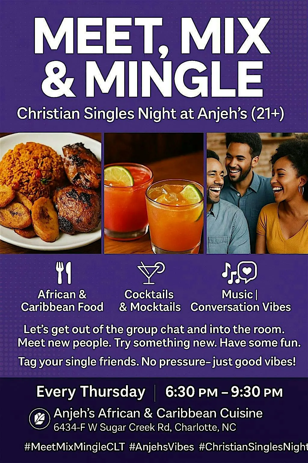 Meet, Mix & Mingle – Christian Singles Night at Anjeh’s (21+)