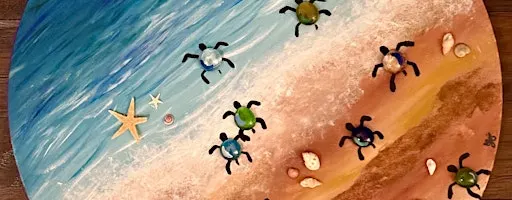 Sea Turtles OR Ladybugs mixed media round painting at Wild Blue Yonder