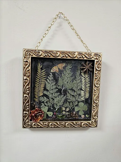 Moon lit forest Resin art with pressed greenery - Bloomin' Cottage