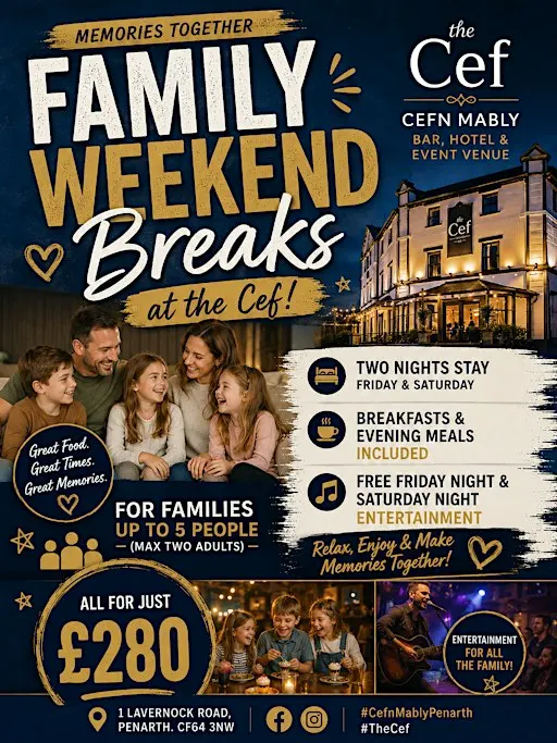 Family Live Music Weekend Breaks in South Wales at Cefn Mably Bar & Hotel