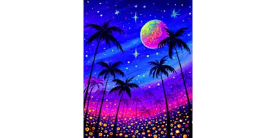 Blacklight Tropical Sunset - Paint and Sip in Orange County | Classpop!™