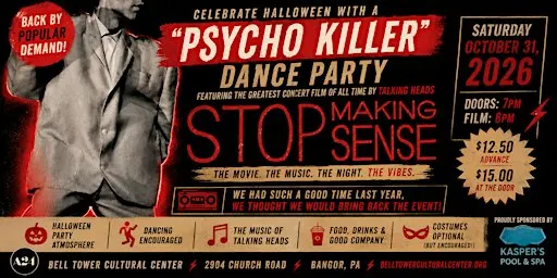 Halloween “Psycho Killer” Dance Party with the film, Stop Making Sense