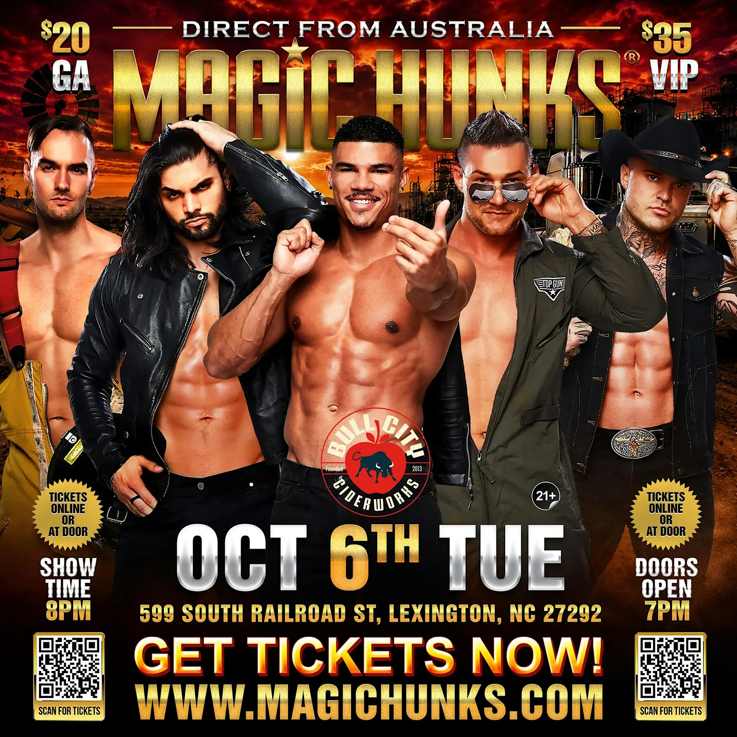 MAGIC HUNKS LIVE AUSTRALIAN TAKEOVER LEXINGTON,NC!!!