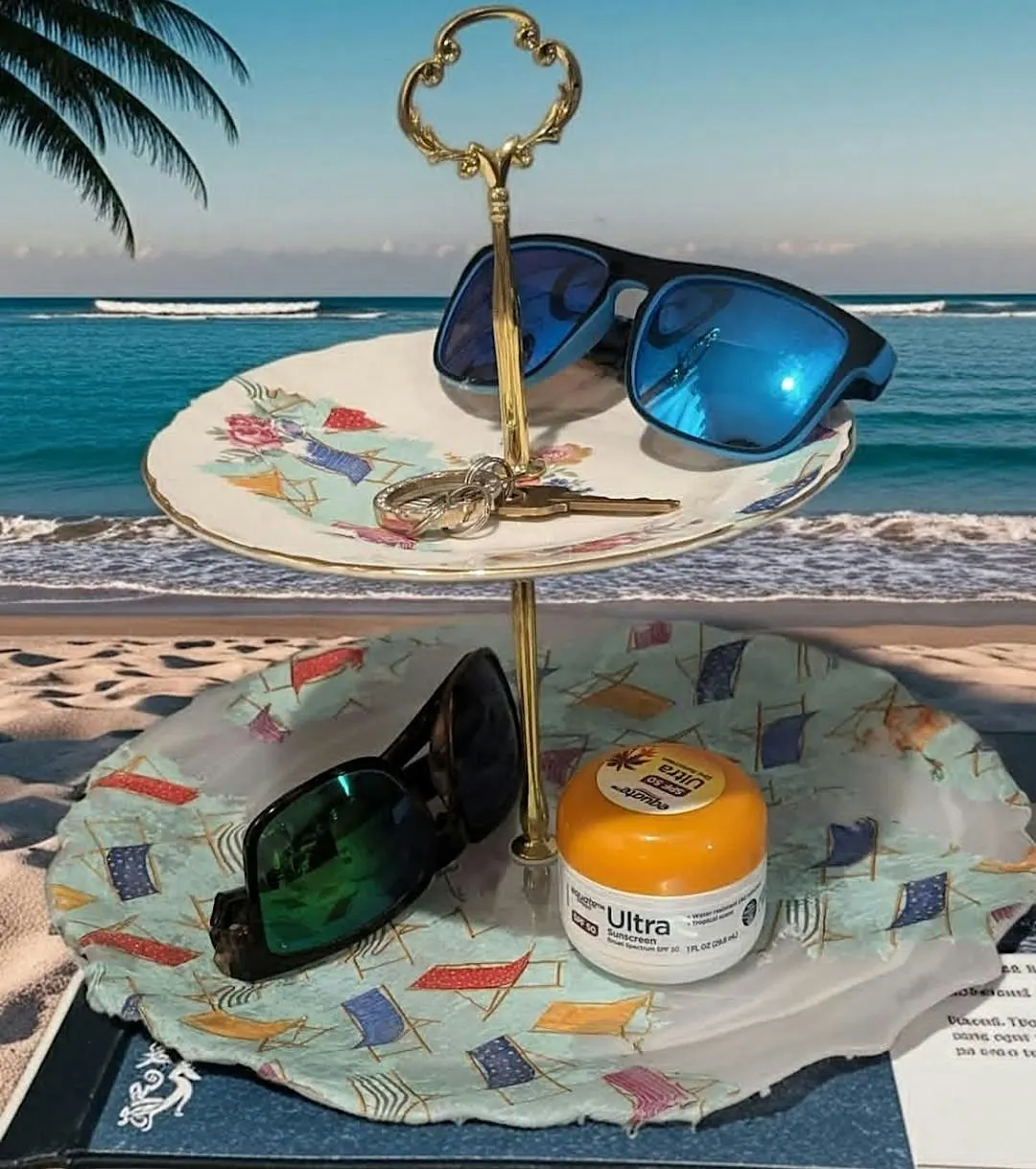 Summer decoupage accessory tray