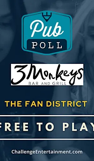 Monthly Pub Poll Game Nights at 3 Monkeys Bar and Grill - Richmond