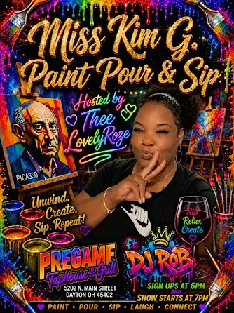 Miss Kim G!! Paint Pour and Sip!!