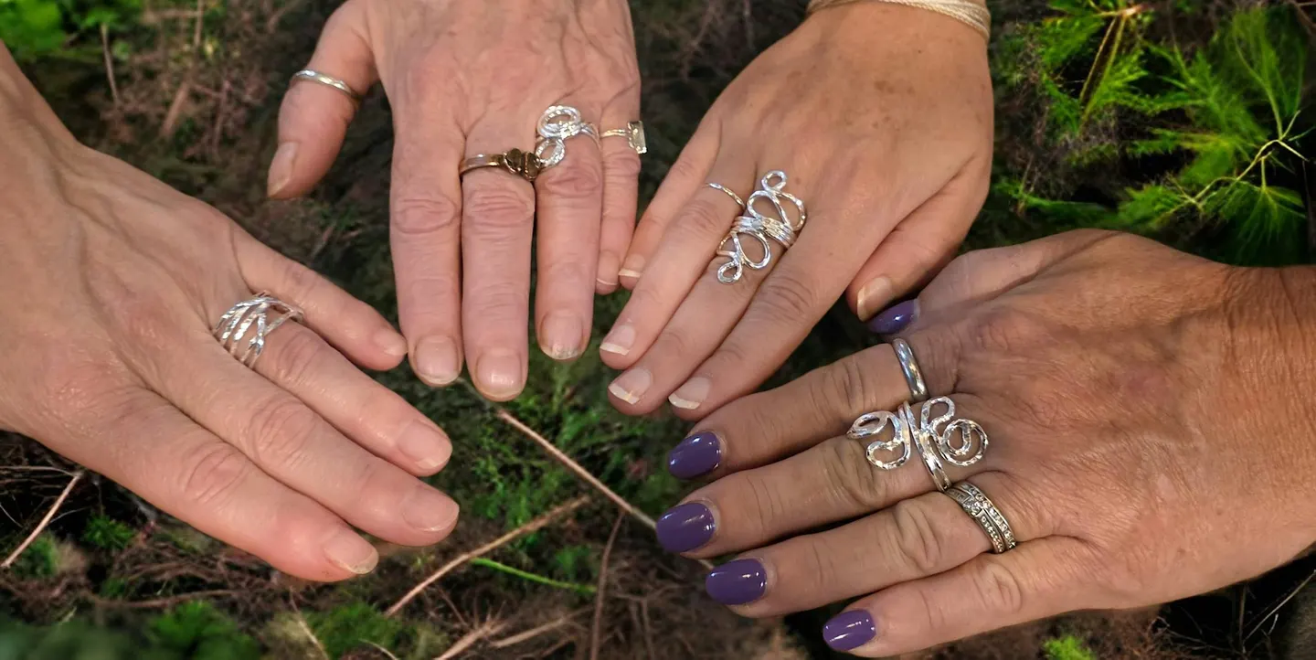 Abstract Fine Silver Ring Class