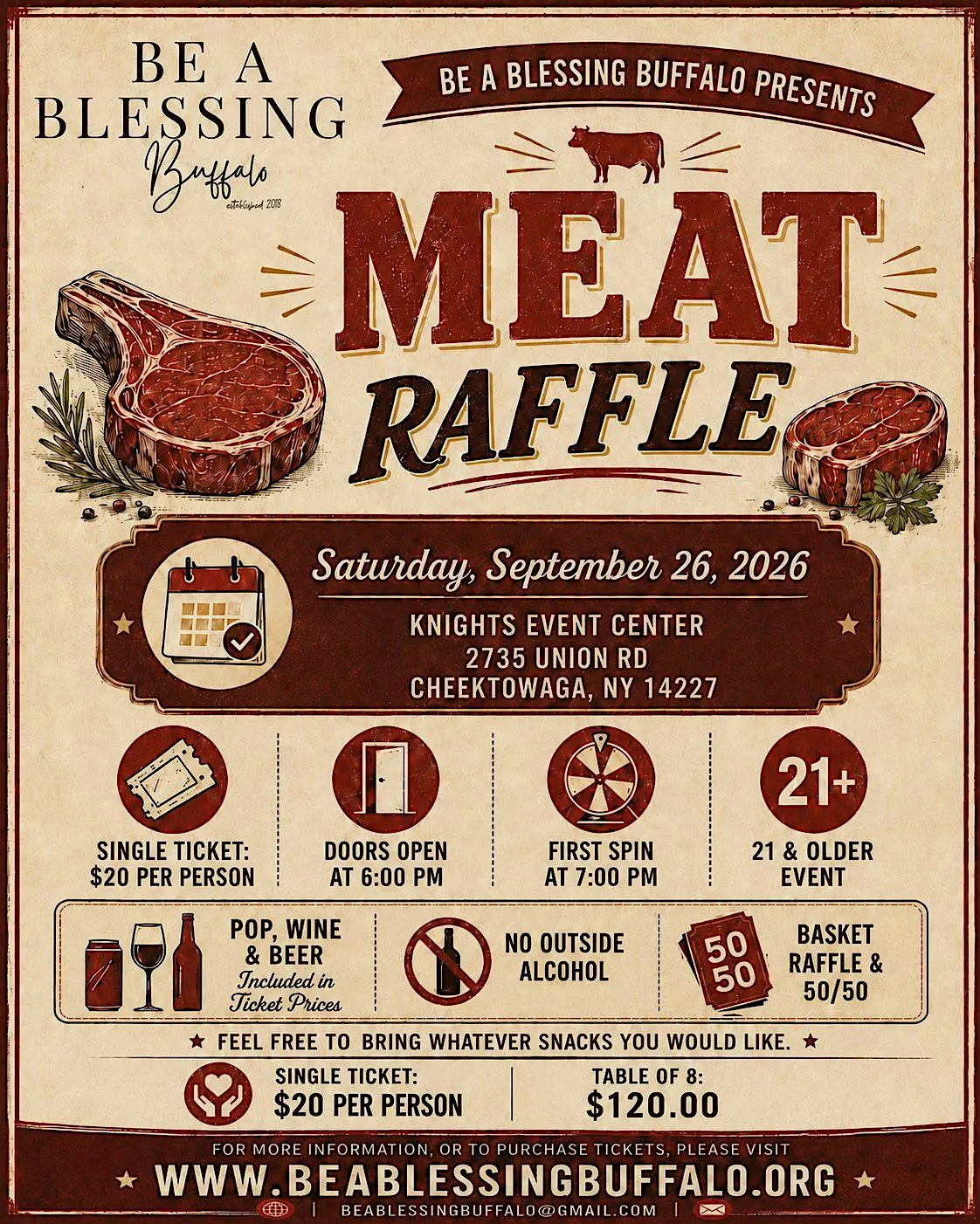 Be a Blessing Buffalo 2nd Annual Meat Raffle