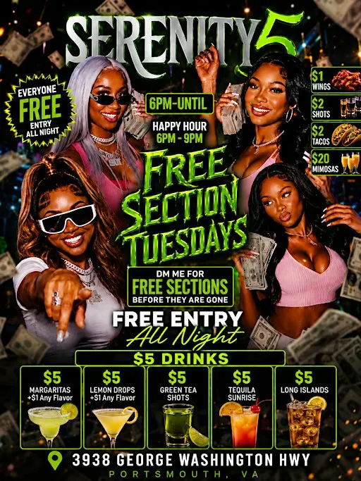 SERENITY 5 FREE SECTION TUESDAY