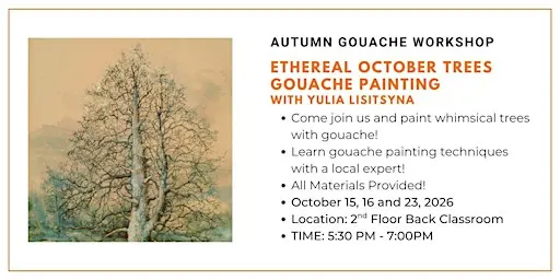 Ethereal October Trees Gouache Painting with Yulia Lisitsyna