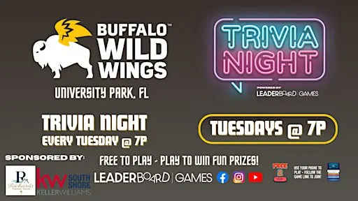 Trivia Night Tuesday 7p - Buffalo Wild Wings - University Park Bradenton FL