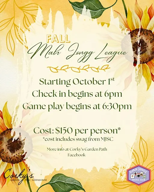 MAH JONGG SOCIAL CLUB Fall Mahjong League at Corky's Garden Path