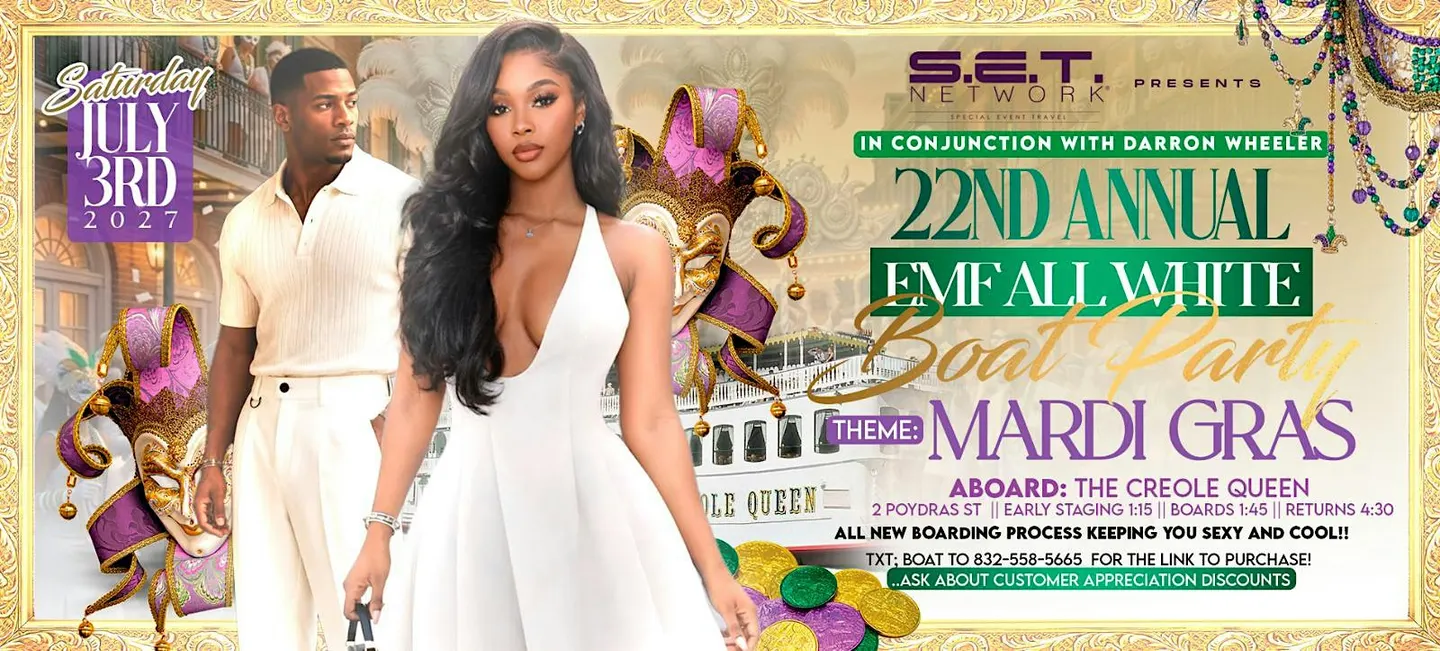 SET Network: NOLA 4th of July Wk, All White Boat Party : Mardi Gras Edition