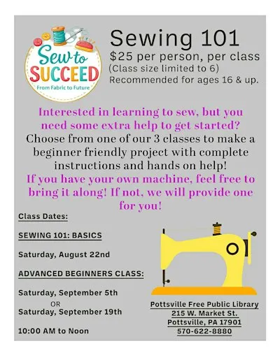 Advanced Beginners Sewing Class with Sew to Succeed