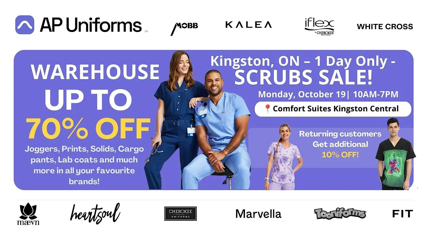 Warehouse Scrubs Sale – Kingston, ON– 1 Day Only