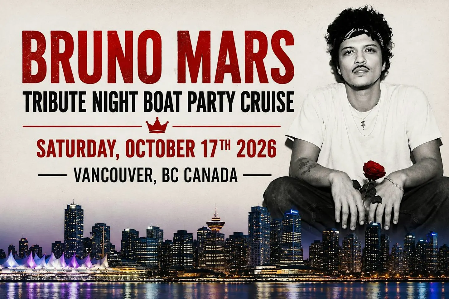 VANCOUVER BRUNO MARS TRIBUTE BOAT PARTY CRUISE 2026