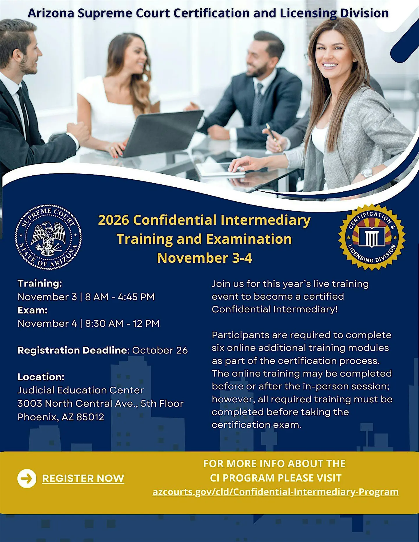 2026 Confidential Intermediary Training & Examination November 3-4