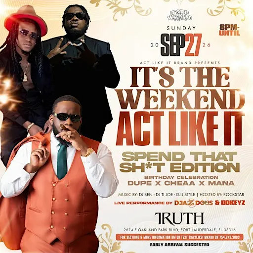 It's The Weekend, Act Like It (Dupe x Mana x Cheaa) Birthday Bash