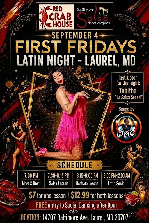 First Fridays Latin Night at Red Crab House- Salsa + Bachata Lessons