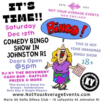 Not Your Grandmas Comedy Bingo Show in Johnston RI - Dec 12th