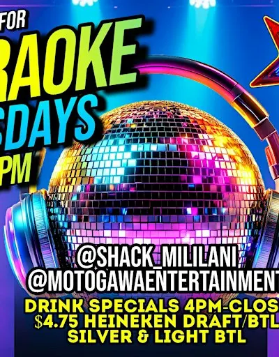 Tuesday Nights FREE Karaoke @ Shack Mililani 8:30pm-11:30pm