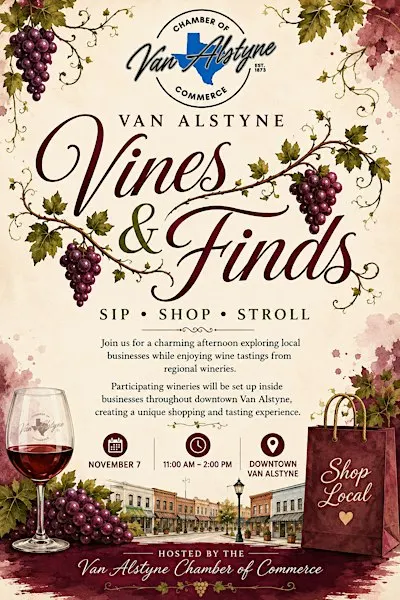 Van Alstyne Vines & Finds - Sip and Shop Local