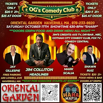 OG's Comedy Dinner Show Saturday October 17th Haverhill MA w/ Jim Colliton