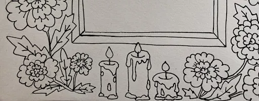 Hand drawn Marigold Frame dia de los muertos