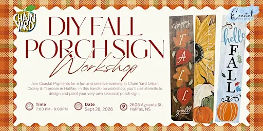 DIY Fall Porch Sign Workshop - Chain Yard Urban Cidery & Taproom