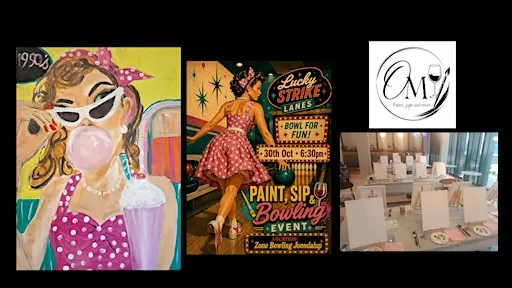 Vintage theme Paint, Sip & Bowling