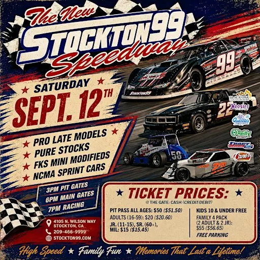 Stockton 99 Speedway: Full Throttle Racing Under the Lights – September 12!