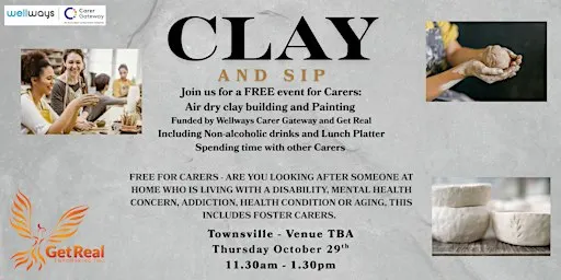 FREE Clay & Sip event (non-alcoholic) for Carers in Townsville