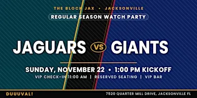 Jags Watch Party: JAGS vs GIANTS 1:00PM