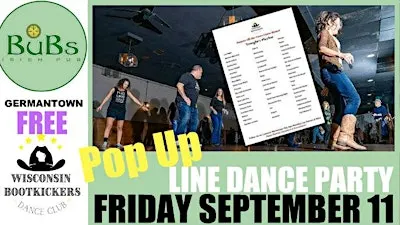 Pop Up Line Dance Party / Bub's Germantown / Friday September 11 / FREE